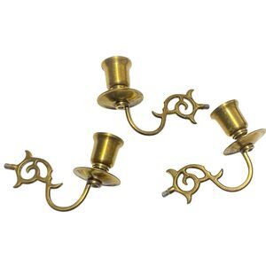 Lot fo 3 Vintage 5" Brass Candle Stick Candlestick Holder Wall Sconce Screw-In